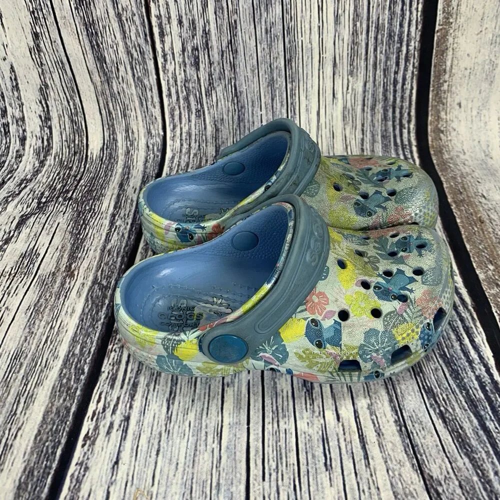 Crocs X Disney Stitch Hawaiian Print Classic Clogs Toddler Size C 8